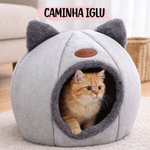 Caminha Iglu P para Gatos e Cachorros Pequenos Cama Pet Casinha Toca Pelúcia Macia Confortável em...