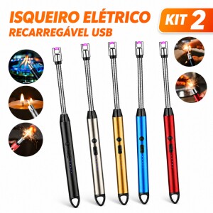 Isqueiro Eletrico Acendedor De Fogão Churrasqueira Vela com Recarga USB: de R$ 29,95 por R$ 12,88