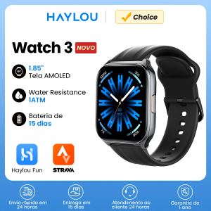 Relógio HAYLOU 3 com Chamadas de Voz, Smartwatch com Tela AMOLED de 1.85'', Monitoramento de Saúd...
