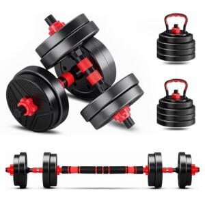 Achamos: Kit Haltere 6 em 1 Ajustável para Musculação - Preto - Multifuncional com Barra e Kettle...