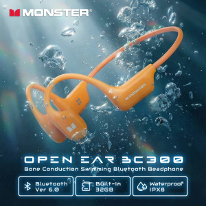 Fone de Ouvido Bluetooth 6.0 Monster BC300 com Condução Óssea IPX8 à Prova d'Água Sem Fio para Na...