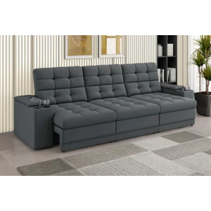 Sofá Confort Premium 230m Assento RetrátilReclinável porta copos e USB Suede Cinza - XFlex Sofas ...