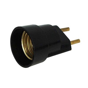 Achamos: Base Bocal Adaptador Plug Macho Plástico Preto por R$ 2,65