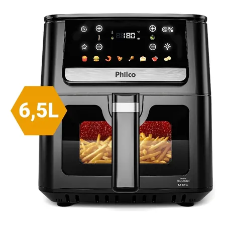 Air Fryer Philco 6,5L Visor Glass e Redstone 1700W PAF65A por R$ 633,00