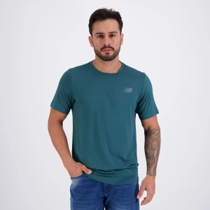 Camiseta New Balance Active Logo Verde — 44% OFF