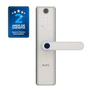Fechadura Digital de Embutir Wi-Fi com Biometria Elsys SAX Prata - Abertura via Biometria Se: de ...