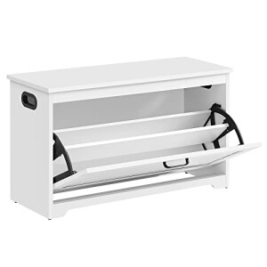 VASAGLE Banco para Sapatos, Armário para Calçados de Entrada com Porta Basculante, Divisória Inte...
