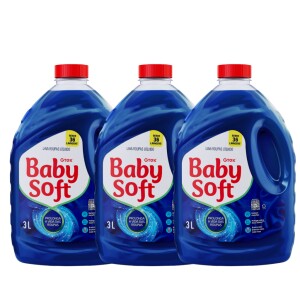 Kit 3 Lava Roupas Liquido Baby Soft Max Performance Azul - 3 Litros Cada: de R$ 98,20 por R$ 52,29