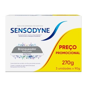 Achamos: Sensodyne Creme Dental Branqueador Extra Fresh com Flúor, Leve 3 e Pague 2, Anti Tártaro...
