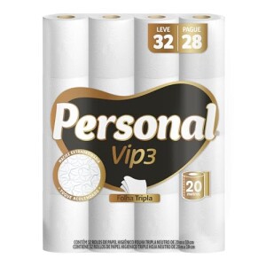 Personal Papel Higiênico Vip Folha Tripla, 32 Rolos De 20M — 36% OFF