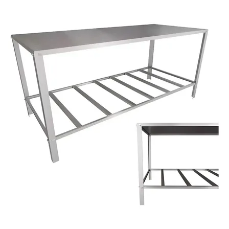 Mesa Inox 120x53x84cm Aço Inoxidável Alta Durabilidade Fácil por R$ 399,00