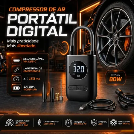 Achamos: Portátil B&G Mini Compressor por R$ 199,00