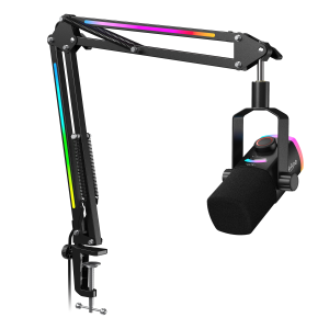 FIFINE Kit de Microfone para Jogos com Braço RGB e Armadura Conjunto de Microfone Dinâmico XLRUSB...