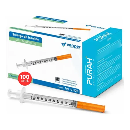 100 Seringa Insulina Venper Agulha Fixa 1ml 6x0,25mm 31g 1 Ml em promoção na Mercado Livre
