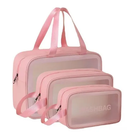 Achamos: Necessaire Sem Gênero Washbag Kit Necessaires Rosa Liso por R$ 27,00