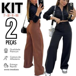 Kit 2 Calça Alfaiataria PREMIUM Cintura Alta Com Bolso PROMOÇÃO por R$ 38,90