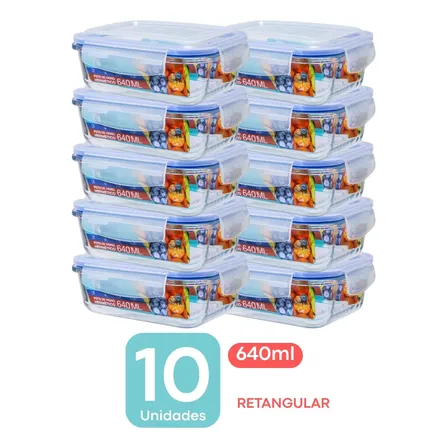 Achamos: Kit Potes Marmita Vidro 640ml Retangular Hermético 640ml por R$ 109,00