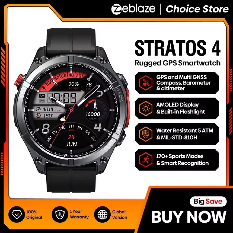 Zeblaze Stratos 4 GPS com 56% de desconto