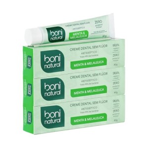Achamos: BONI NATURAL - Creme Dental com óleos naturais de Menta e Melaleuca Vegano e Natural Sem...