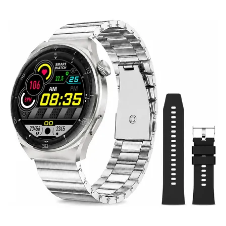 Relógio Smartwatch Aurafit Am05 Tela Amoled Aço Inoxidável Cor De Aço Inoxidável Mesh Prata/preto...