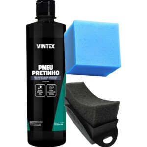 Vonixx Kit Pneu Pretinho 500ML Vintex Aplicador Pretinho com Esponja para Proteção e Brilho Inten...