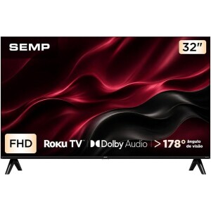 Smart TV SEMP 32" Full HD Roku TV 32S42R: de R$ 1.457,21 por R$ 717,00