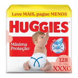 Fralda Huggies Máxima Proteção XXXG 128 unidades com 38% de desconto