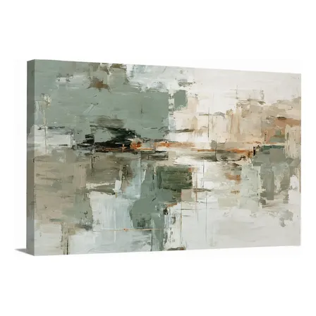 Achamos: Quadro Canvas Abstrato Moderno Verde Bege 75x50cm por R$ 358,00