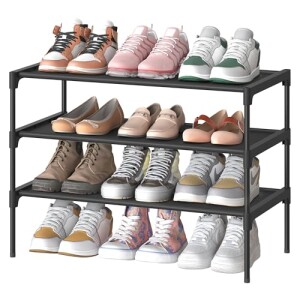 SONGMICS Sapateira de 3 níveis organizador de sapatos corredor economia de espaço 29,7 x 62,3 x 5...