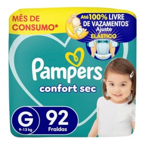 Fralda Pampers Confort Sec G 92 unidades com 25% de desconto
