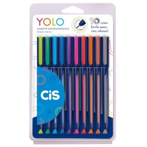 Achamos: Estojo De Canetas Esferográfica Yolo Com 10 Unidades - Cis por R$ 19,00