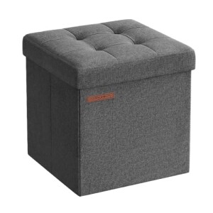 SONGMICS Banco com Espaço de Armazenamento, Banco Dobrável Pequeno, Puff 30 x 30 cm, Caixa Organi...
