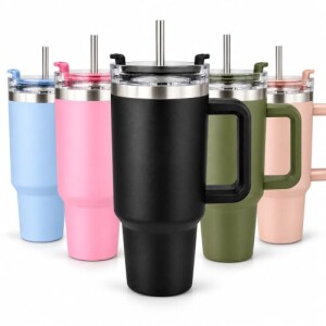Copo Térmico com Alça e Canudo de Aço Inoxidável 1200ml Garrafa de Agua, Cafe, Cerveja, Refrigera...