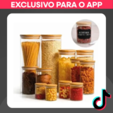 Kit Potes Herméticos de Vidro Borossilicato c Tampa Bambu Simply Home — 81% OFF