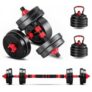 Achamos: Kit Haltere 6 em 1 Ajustável para Musculação – Preto – Multifuncional com Barra e Kettle…