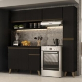Armário de Cozinha Completa Atlanta Slim Preto Touch em promoção na Amazon