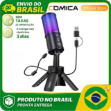 Microfone Condensador USB RGB COMICA Ejoy UNI S com Controle de Ganho e Monitoramento de Ruído AI…