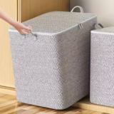 Caixa de armazenamento extra grande com tampa design moderno e economizador de espaço durável par…