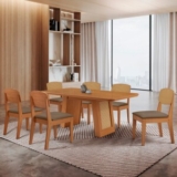 Mesa Carolina MDF 180cm 6 Cadeiras Copper em promoção na Shopee