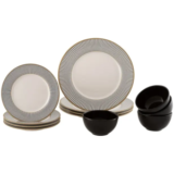 Aparelho De Jantar 12 Peças Alleanza Cerâmica Branco E Preto Redondo Ritz: de R$ 239,00 por R$ 16…