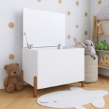 Baú Kids Caixa De Brinquedos Organizadora Branca Com Pés em Madeira Maciça — 40% OFF