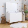 Baú Kids Caixa De Brinquedos Organizadora Branca Com Pés em Madeira Maciça — 40% OFF