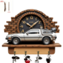 Suporte de Chaves Vintage 2D DeLorean Decoração de Parede em Madeira com Ganchos 11.8″x9″ – Perfe…