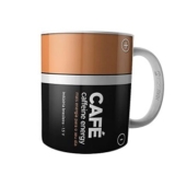 Caneca Café Pilha Caffeine | Porcelana 325ml com 40% de desconto