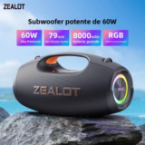 Caixa de Som Bluetooth Portátil ZEALOT-S86 60W IP67 à Prova d’Água para Uso Externo Até 20 Horas …