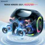 Caixa de Som ZEALOT-ZE21 250W RMS Pico 400W Alto Volume Graves Profundos Bateria 48000mAh Luz RGB…