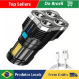 NEVERDIE STORE – Lanterna Led Prova Dágua 4 Núcleos Potente Usb Recarregável ENVIO RAPIDO PARA TO…