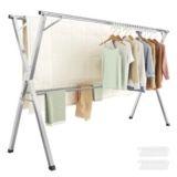 Achamos: SONGMICS Varal de Roupa Secador de Roupa Resistente Extensível de 133-200 cm Dobrável In…