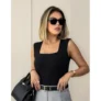 Achamos: Blusa Regata Feminino Decote Quadrado Alça Grossa Casual por R$ 49,00