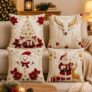 Achamos: kit Feliz Natal 4 peças capa de almofadas para decoração Natalina por R$ 9,90